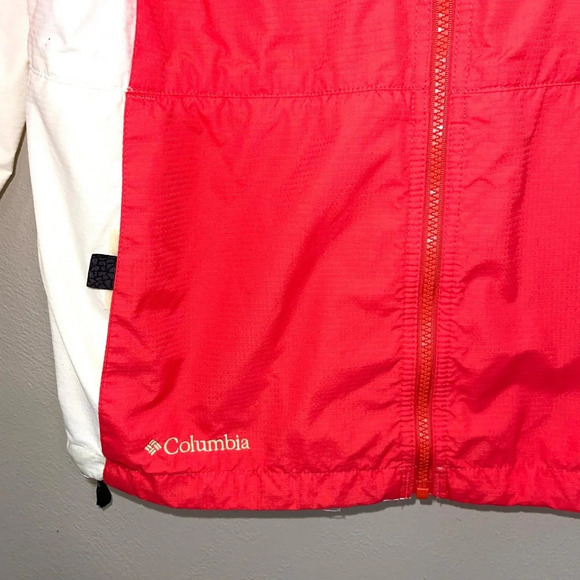 Columbia Peach & White Full Zip Windbreaker Hooded Jacket Medium Women’s - Picture 7 of 16